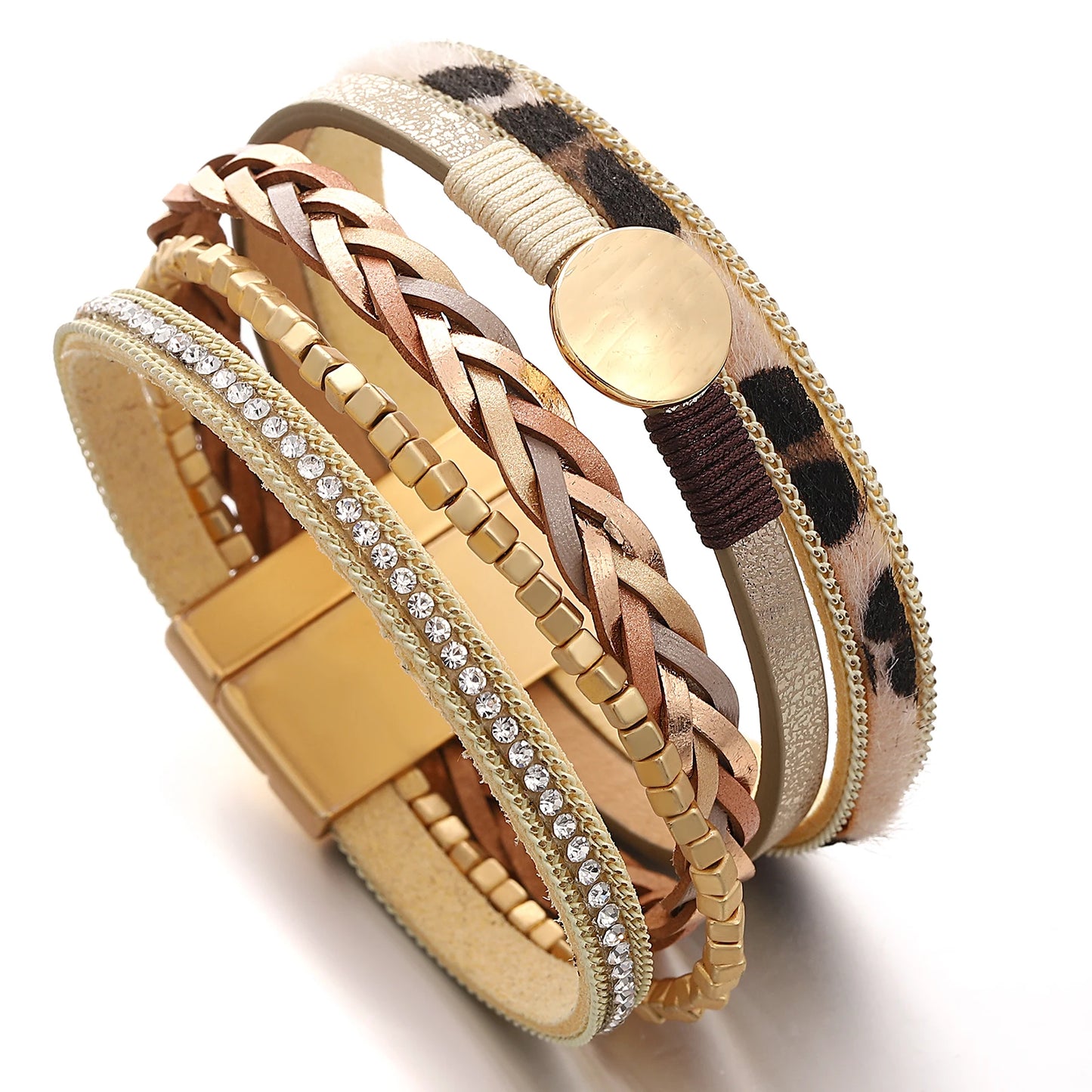 Armband i flera lager - leopard