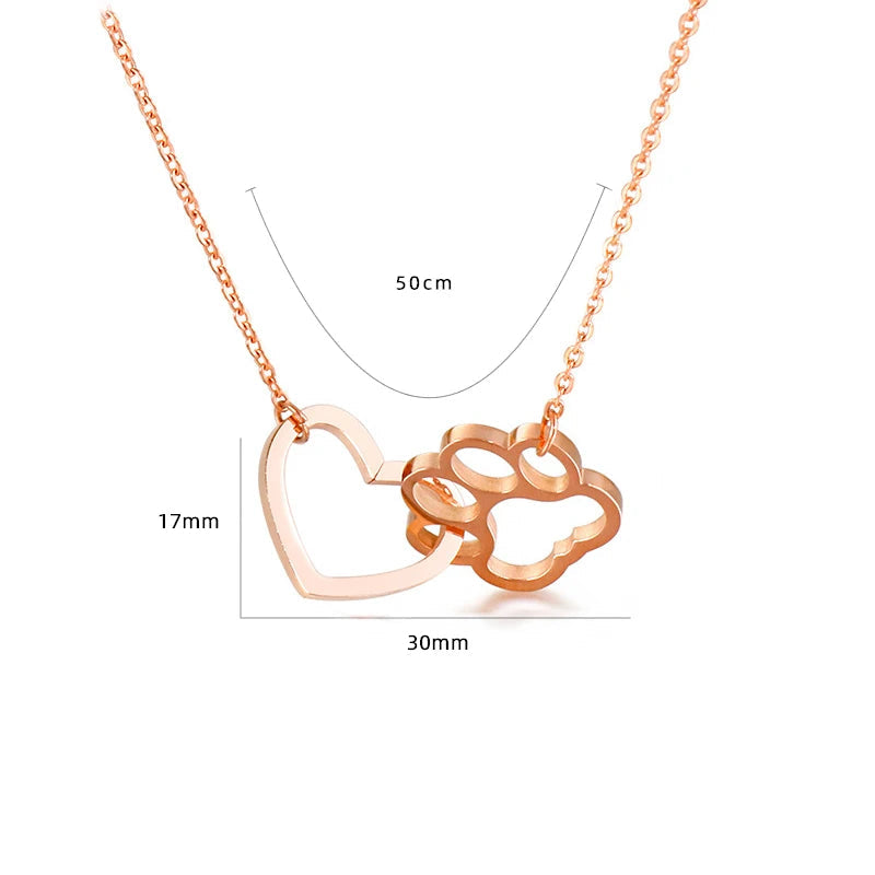 Halsband med hjärta och katt- eller hundtass