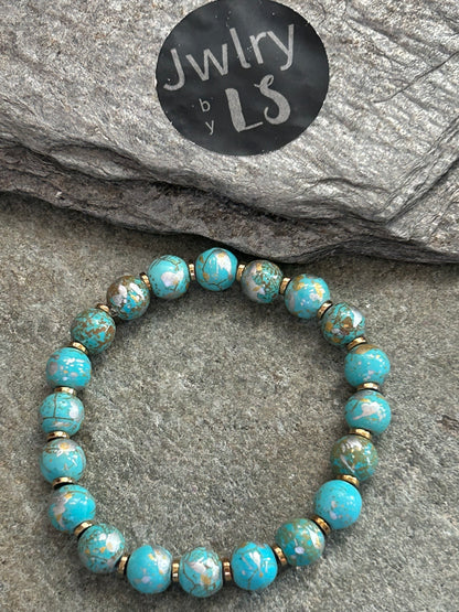 Handgjorda armband med färgad turkos & hematit – Jwlry by LS