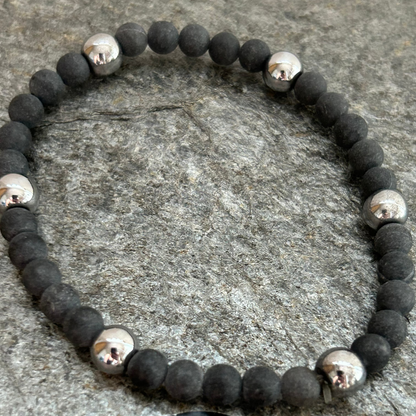 Armband för kille och tjej - svart med silverdetaljer