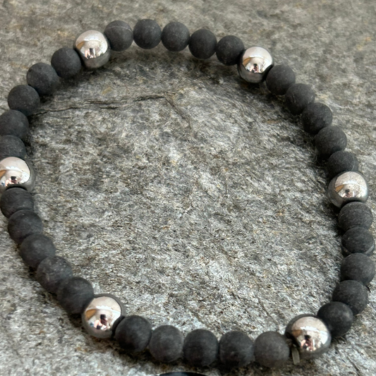 Armband för kille och tjej - svart med silverdetaljer