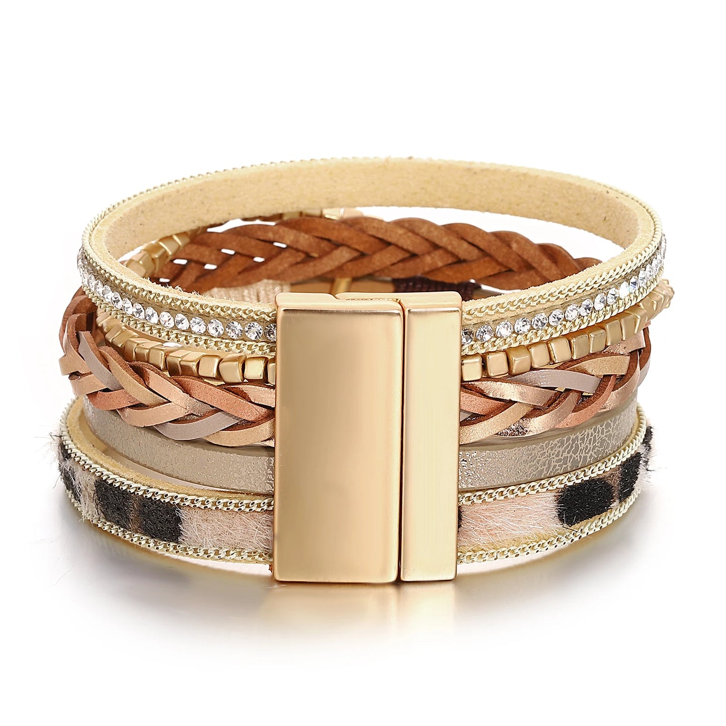 Armband i flera lager - leopard