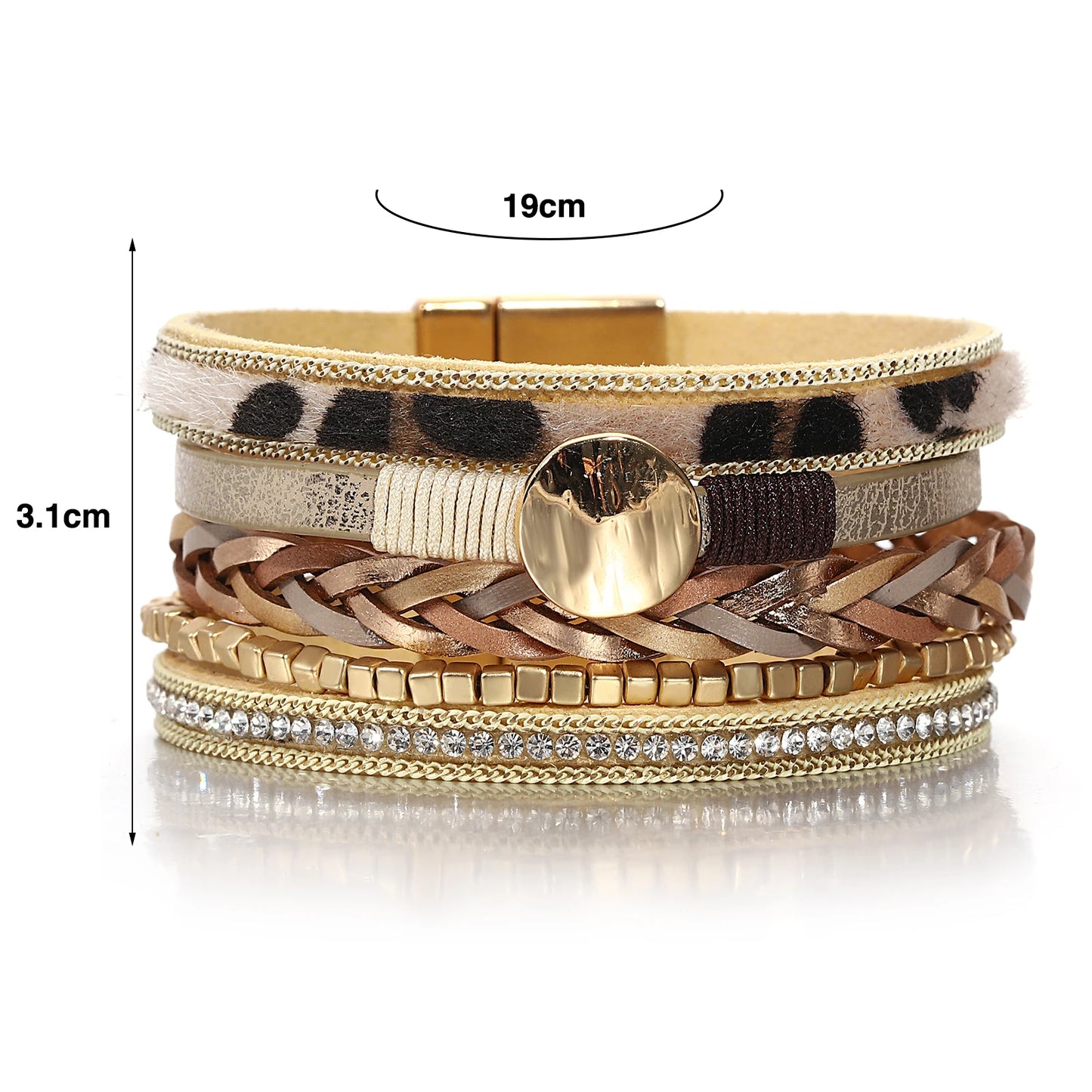 Armband i flera lager - leopard