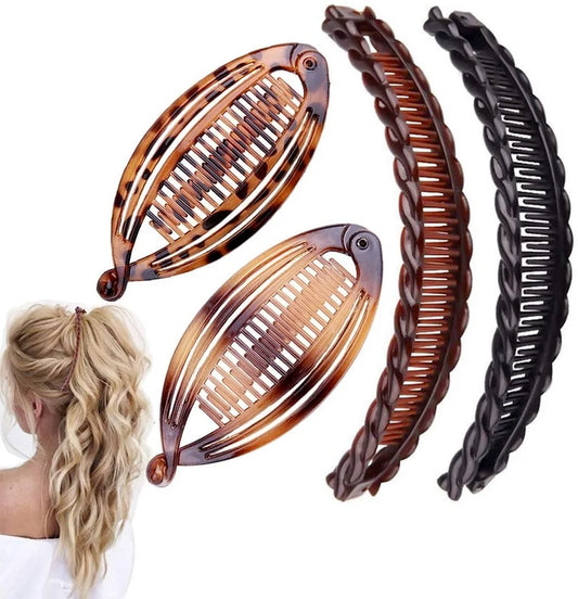 4 st olika Banana Clips - hästsvansklämma