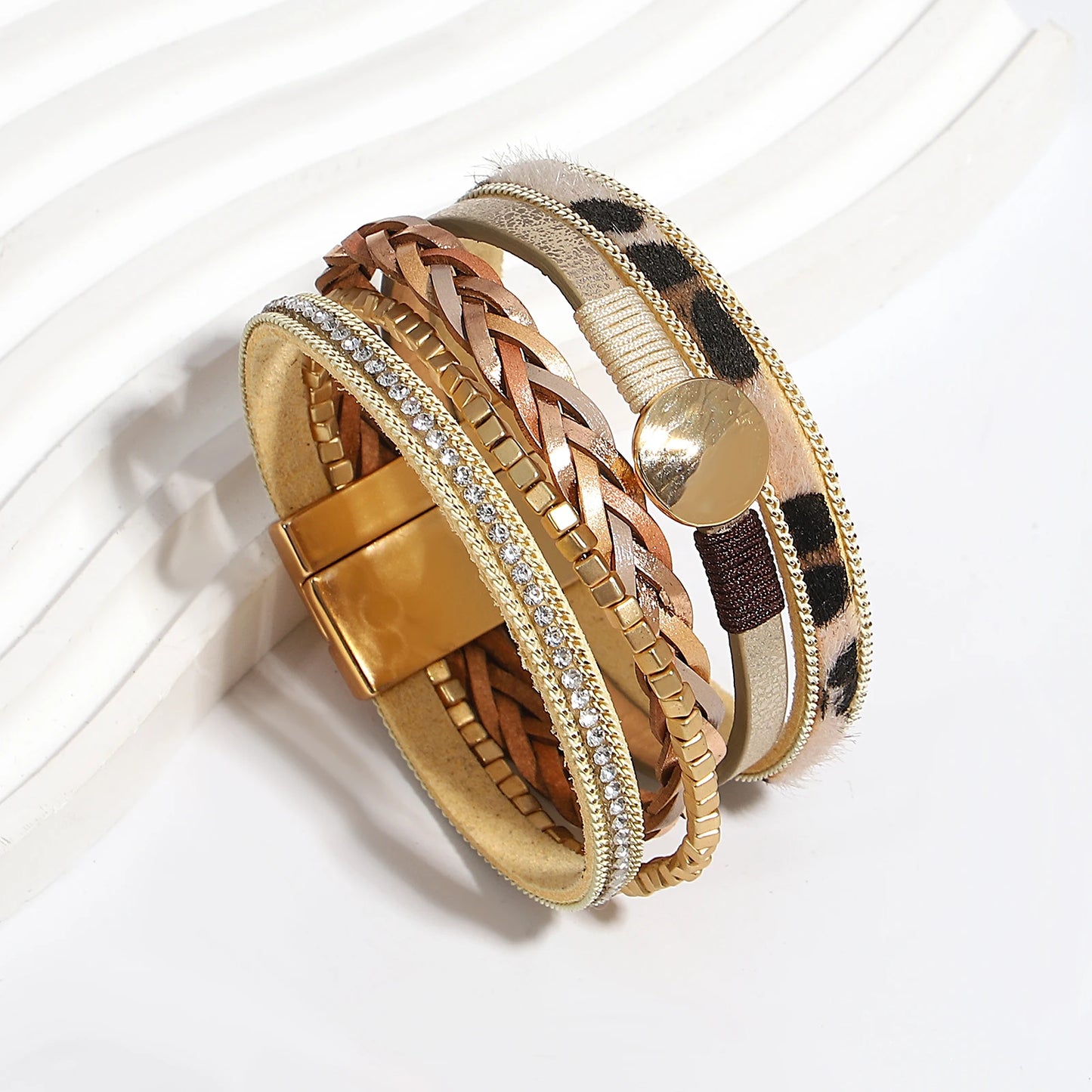 Armband i flera lager - leopard