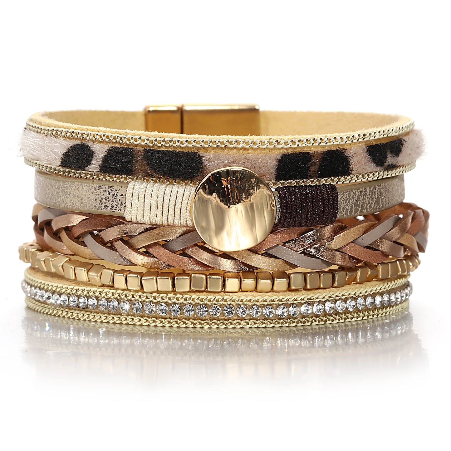 Armband i flera lager - leopard